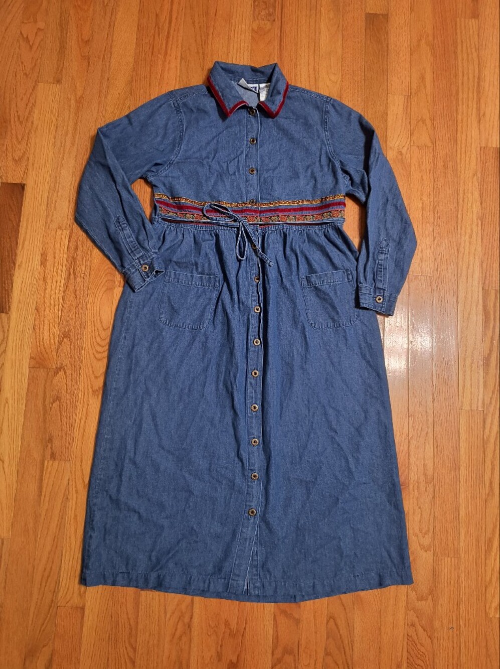 Erica&Co. Vintage midi blue jean denim dress, women's Medium